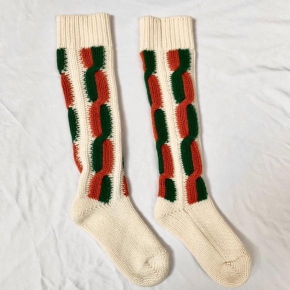 Gucci Lady Glicinew Braided Knit Ivory Socks - Picture 1 of 1